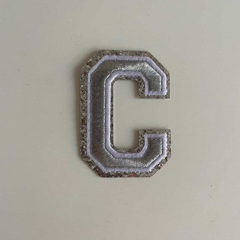 Varsity Glitter Patch - Silver