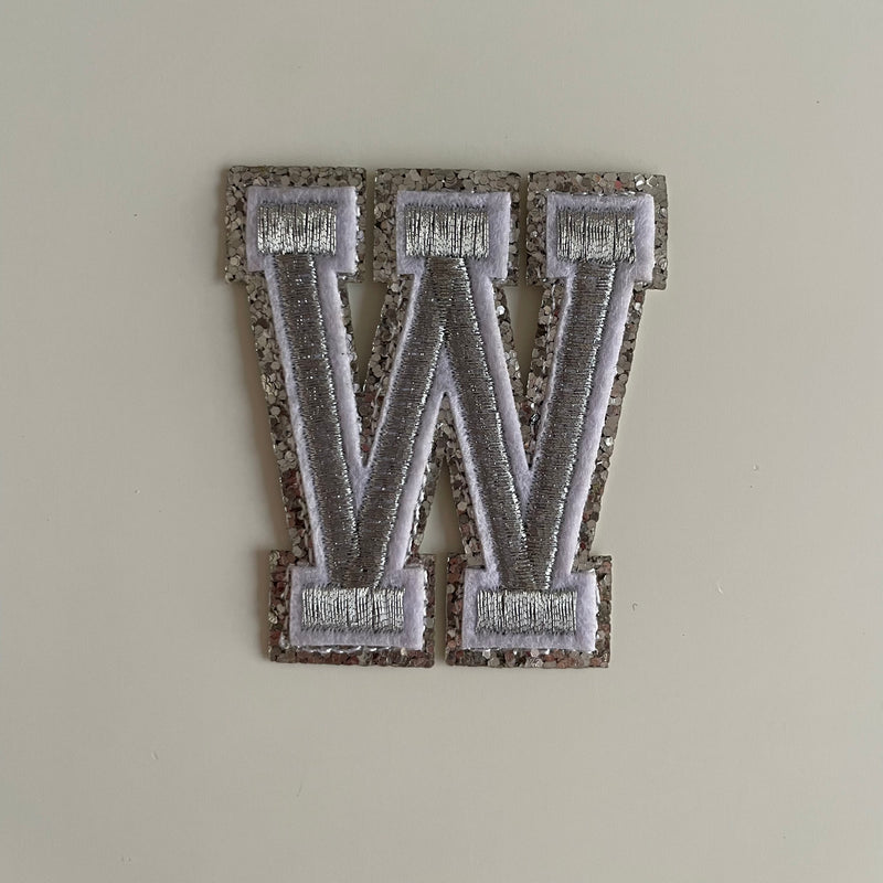 Varsity Glitter Patch - Silver