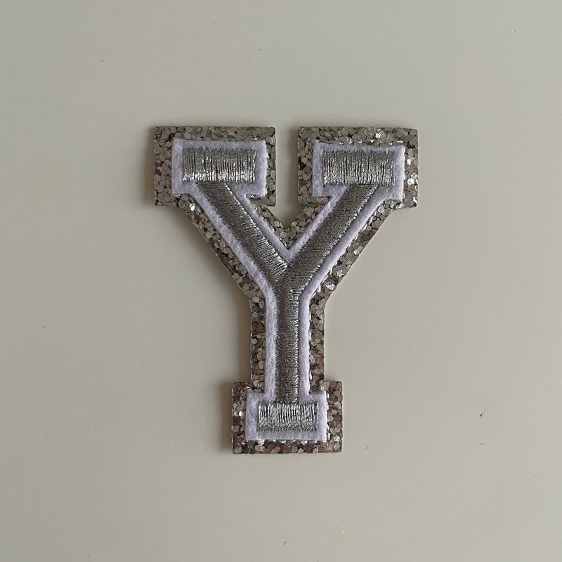 Varsity Glitter Patch - Silver