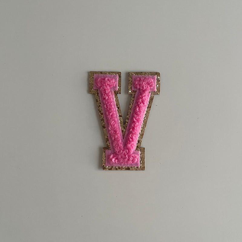 Varsity Glitter Patch - Pink