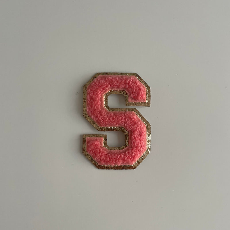 Varsity Glitter Patch - Coral