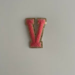 Varsity Glitter Patch - Coral