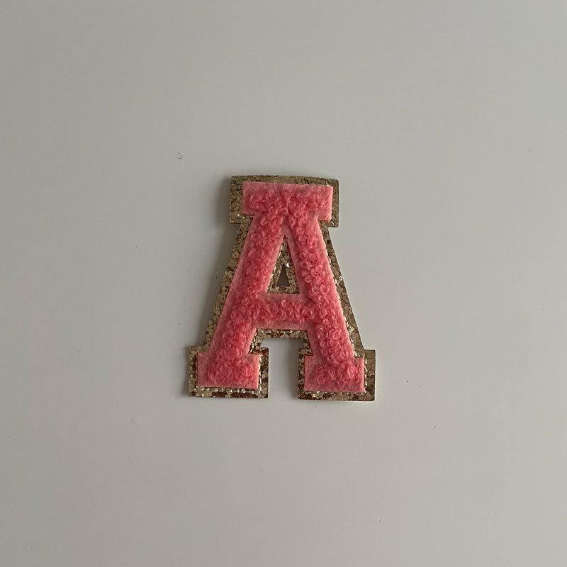 Varsity Glitter Patch - Coral