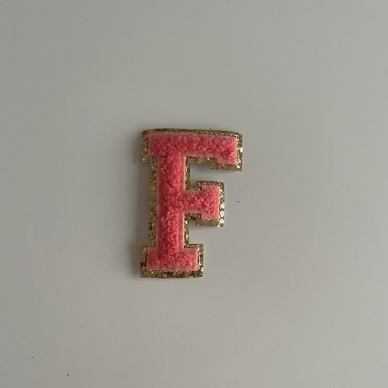 Varsity Glitter Patch - Coral