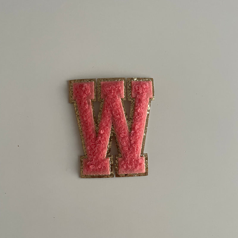 Varsity Glitter Patch - Coral