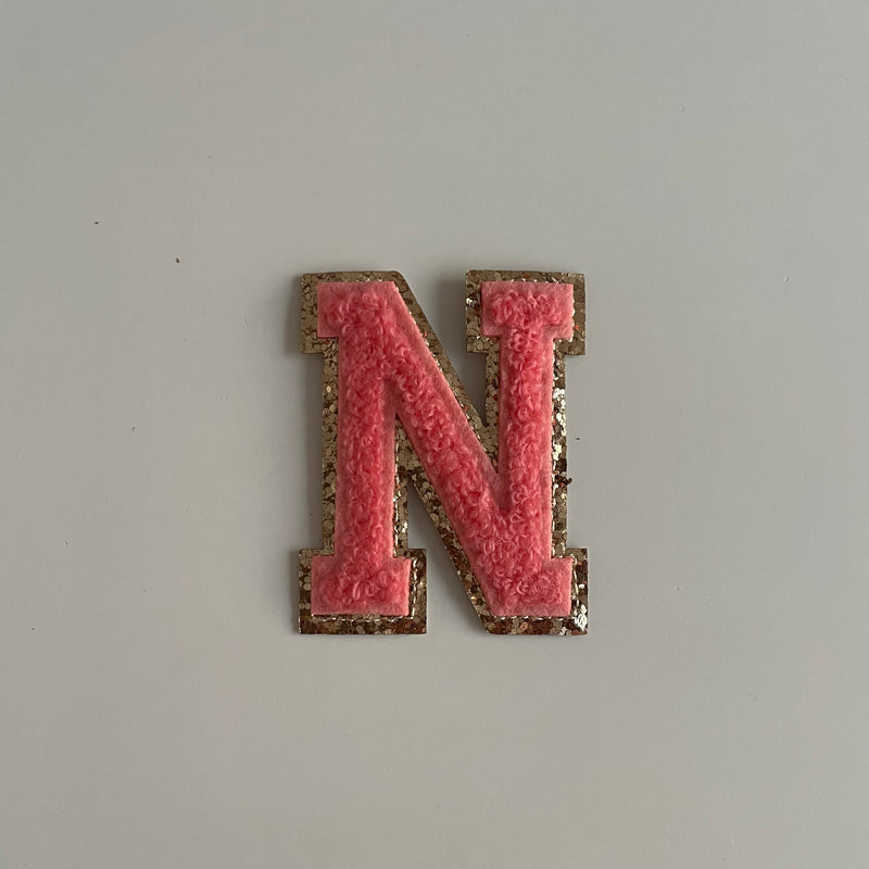 Varsity Glitter Patch - Coral