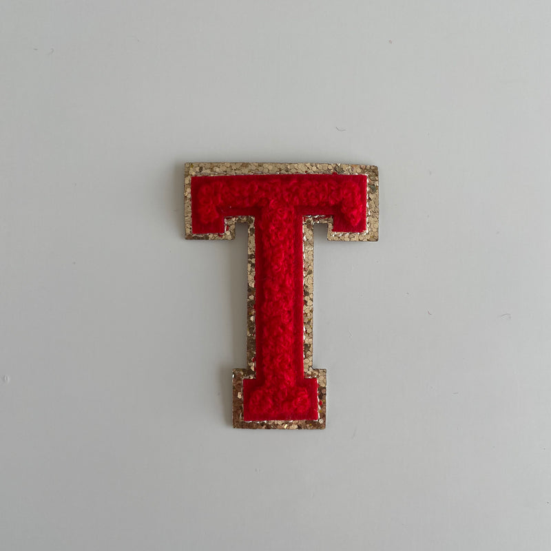 Varsity Glitter Patch - Red