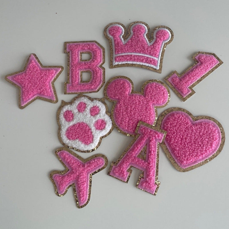 Varsity Glitter Patch - Pink